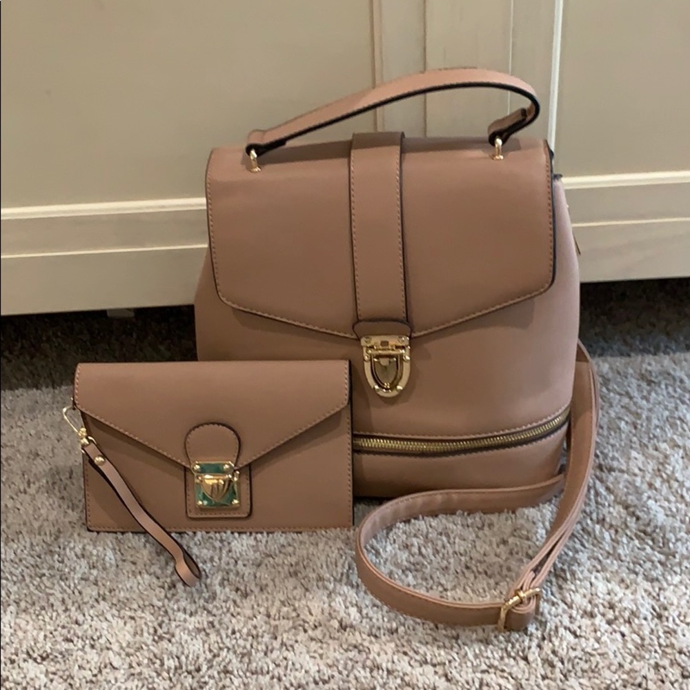 Mauve Pink Backpack Purse